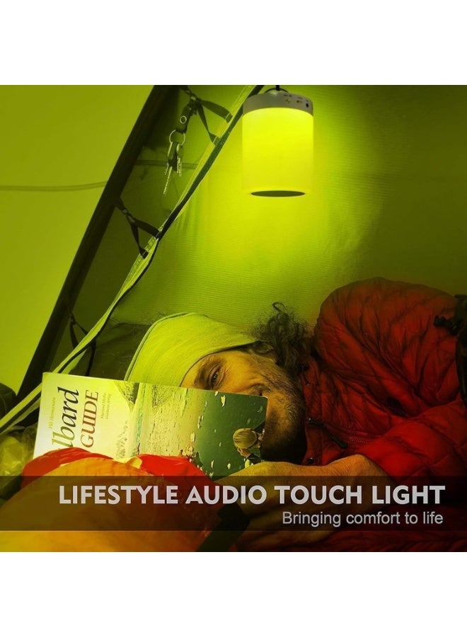 آر بي زد هوم تك مصباح ليلي يعمل باللمس بتقنية LED مع مكبر صوت بلوتوث، مصباح محمول متغير الألوان، مشغل موسيقى لاسلكي بمنفذ USB، أبيض - Image 5